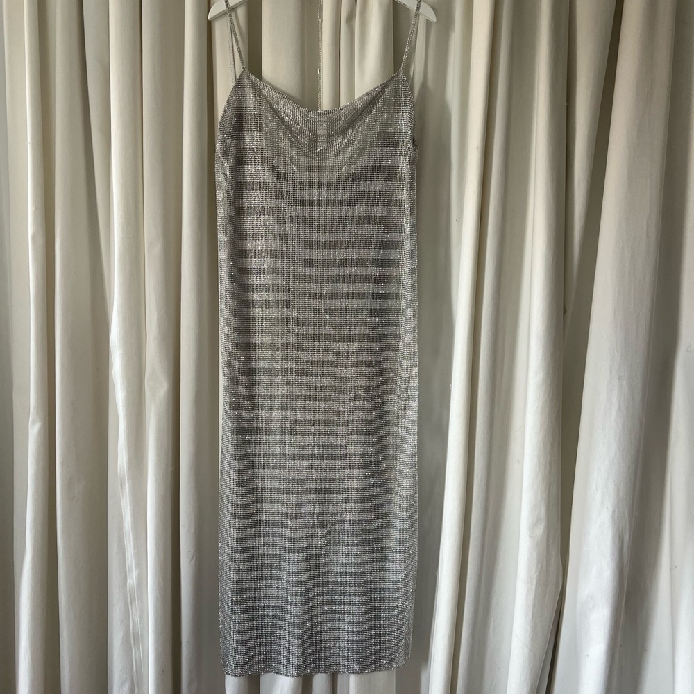 MACH & MACH Crystal Chainmail Midi Dress M